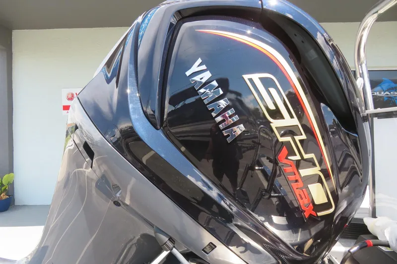 Slide: The Image of Yamaha SHO VMAX engine on 2026 Avalon 2385 LSZ Quad Lounger, Sarasota, FL. - 61