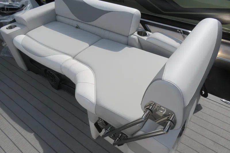 Slide: The Image of Luxurious seating on 2026 Avalon 2385 LSZ Quad Lounger, featuring premium upholstery and cup holders. - 17