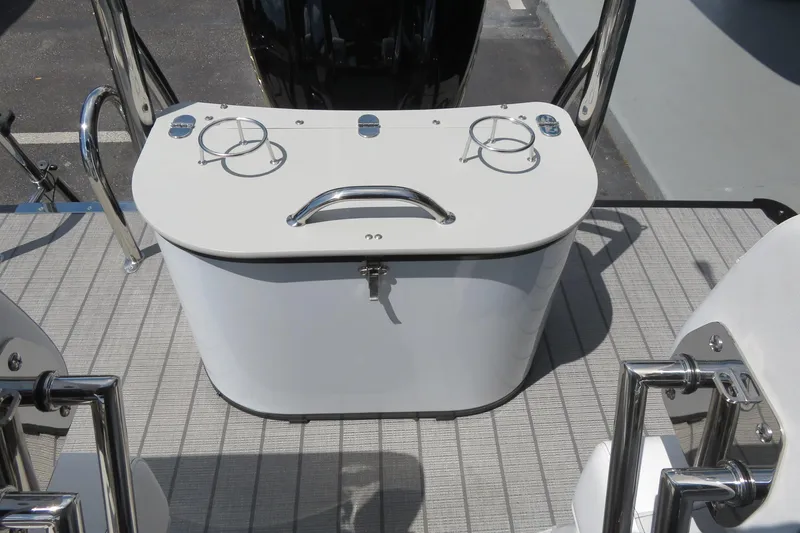 Slide: The Image of Luxury Avalon 2385 LSZ Quad Lounger boat deck with cup holders, Sarasota, FL, 2026 model. - 39