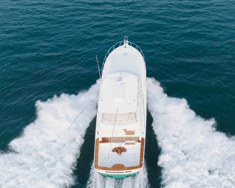 Slide: The Image of Aerial view of 2008 Ocean Yachts 54 Super Sport cruising on open water. - 7
