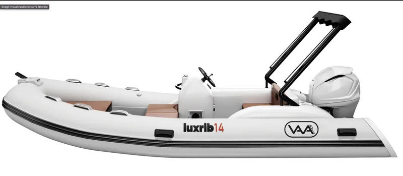 Slide: The Image of 2024 Aqvaboats LUXRIB 14 inflatable boat with outboard motor and seating. - 16