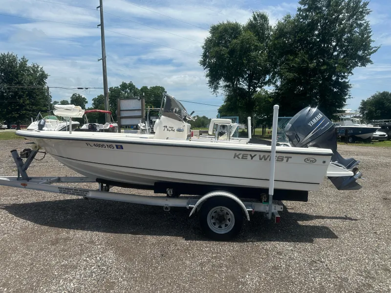 Slide: The Image of 2008 Key West 186 Bay Reef boat on trailer with Yamaha outboard motor. - 3