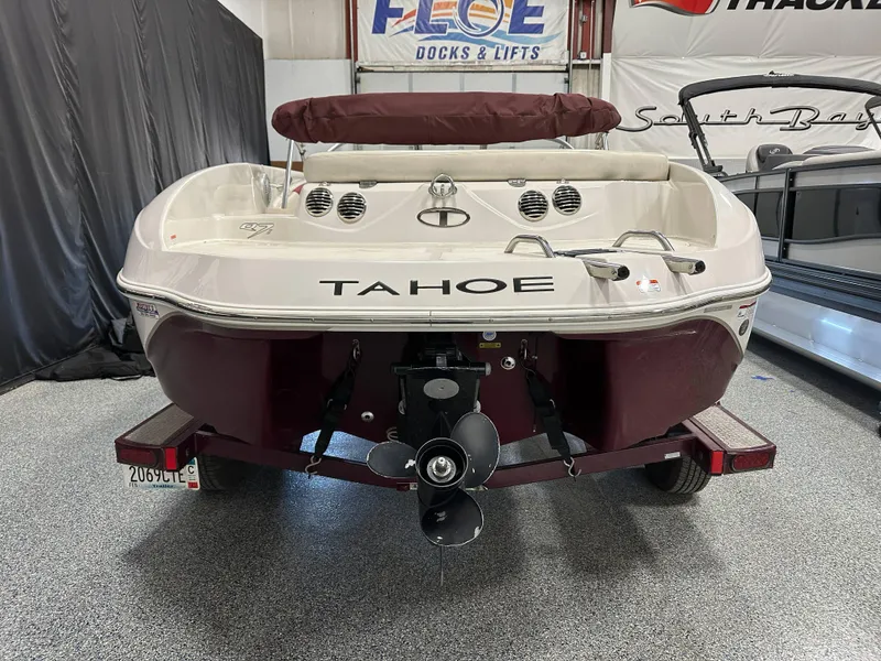 Slide: The Image of 2014 Tahoe Q7SSI boat on trailer at Westre's Marine & Sports showroom. - 1