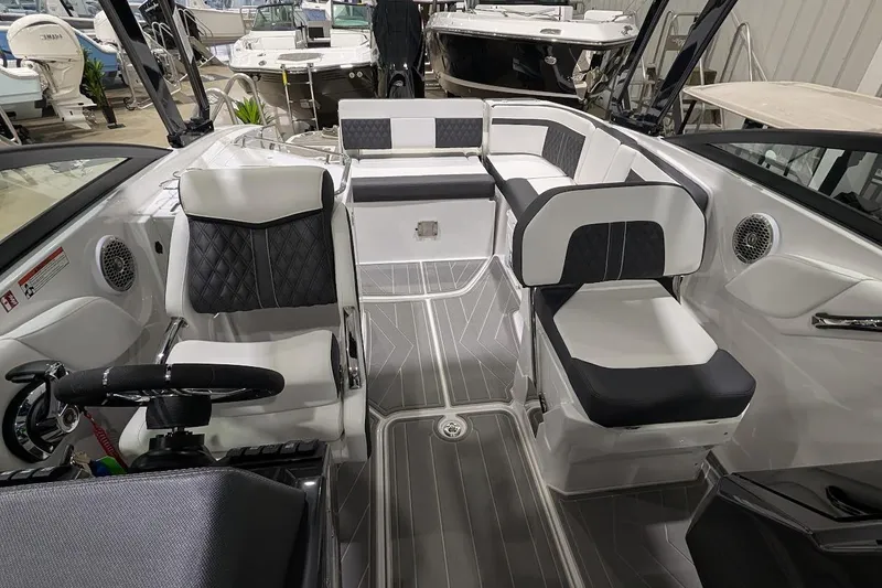 Slide: The Image of Luxurious interior of 2026 Monterey M-65 boat with modern seating and sleek design. - 6