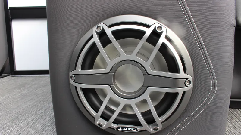 Slide: The Image of Close-up of a JL Audio speaker in a Viaggio Diamante U 2025 model. - 21