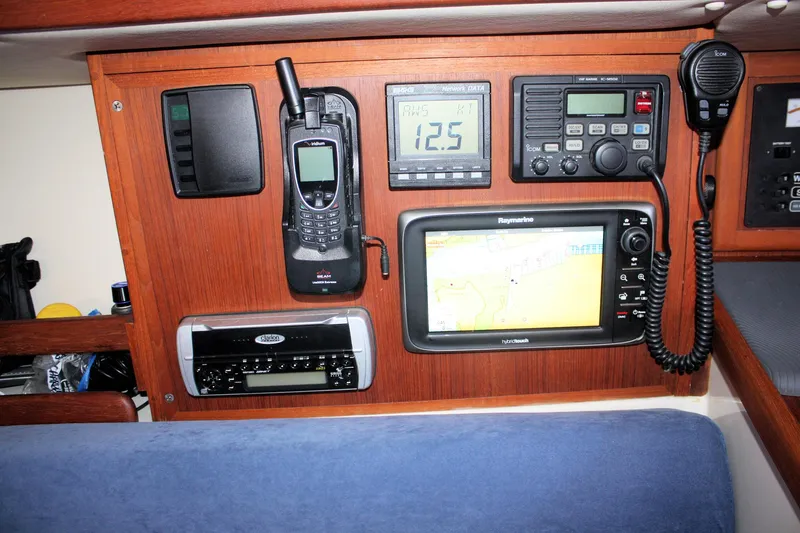 Slide: The Image of Navigation and communication equipment on a 2004 Pacific Seacraft 31 sailboat. - 41