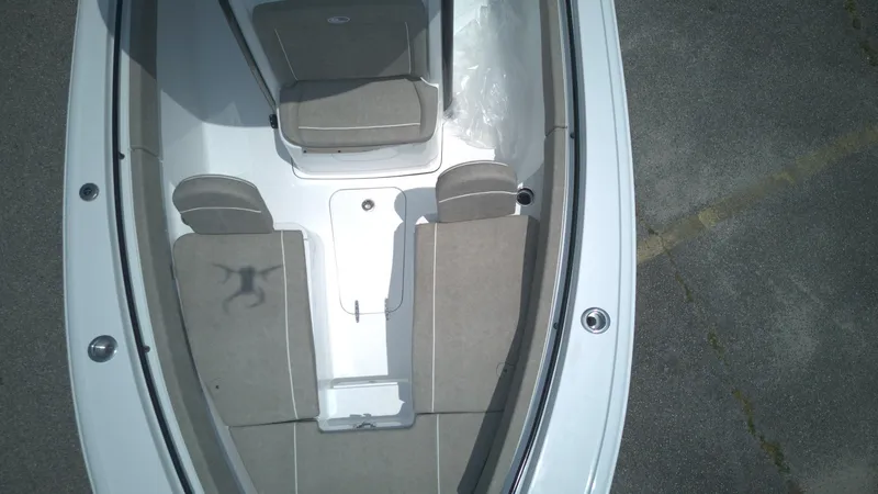 Slide: The Image of Top view of 2026 Sea Hunt Ultra 265 SE boat interior with seating arrangement. - 11