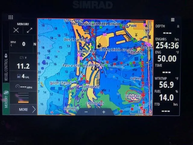 Slide: The Image of Simrad marine navigation display on 2022 Sea Ray SPX 190 OB boat. - 28