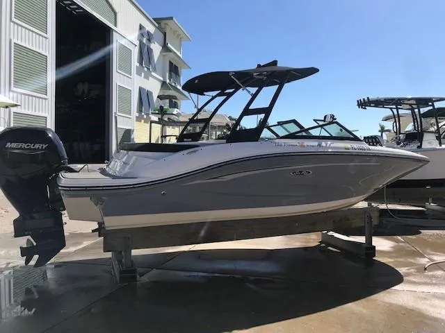 Slide: The Image of 2022 Sea Ray SPX 190 OB boat with Mercury outboard engine on a sunny day. - 6