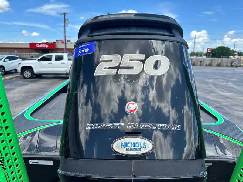 Slide: The Image of Triton 20 TRX Patriot 2020 boat with 250 Pro engine, direct injection, Nichols Marine logo. - 22