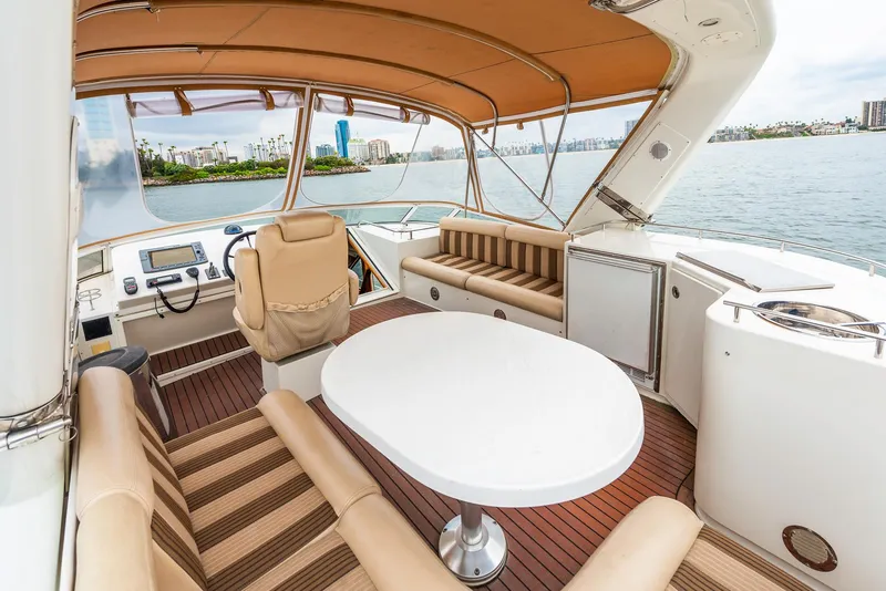Slide: The Image of Luxurious 2008 Navigator 5100 yacht interior with seating, table, and scenic water view. - 29