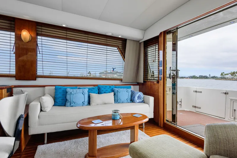 Slide: The Image of Luxurious 2008 Navigator 5100 yacht interior with elegant seating and ocean view. - 5