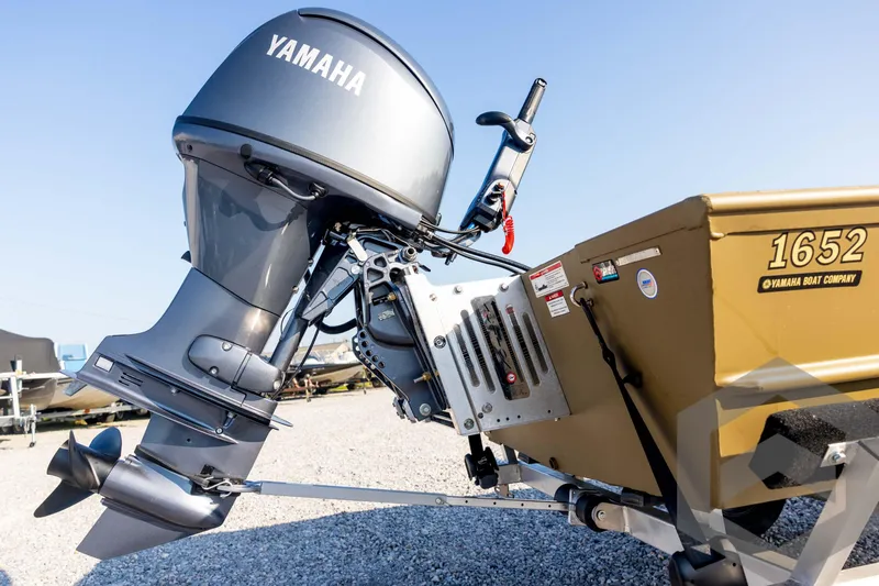 Slide: The Image of 2025 G3 Gator Tough 1652 VBW boat with Yamaha outboard motor. - 16