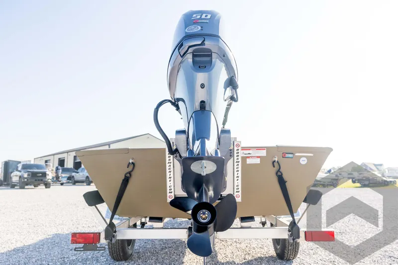 Slide: The Image of 2025 G3 Gator Tough 1652 VBW boat with outboard motor on trailer. - 20