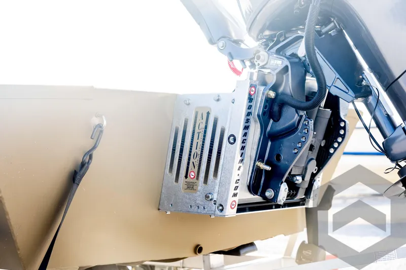 Slide: The Image of 2025 G3 Gator Tough 1652 VBW boat with advanced motor mount detail. - 24