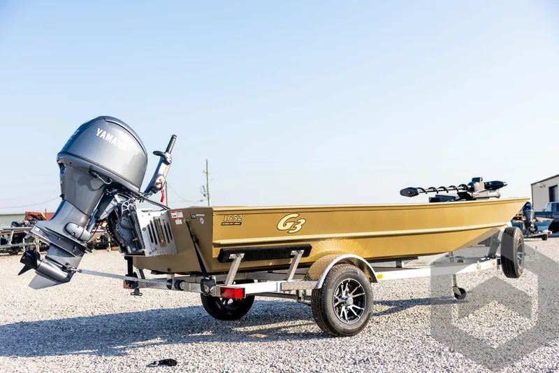Slide: The Image of 2025 G3 Gator Tough 1652 VBW boat with Yamaha motor on trailer. - 5
