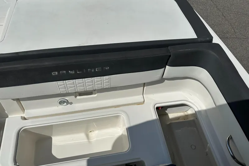 Slide: The Image of 2020 Bayliner VR6 Bowrider OB boat interior storage compartments. - 23