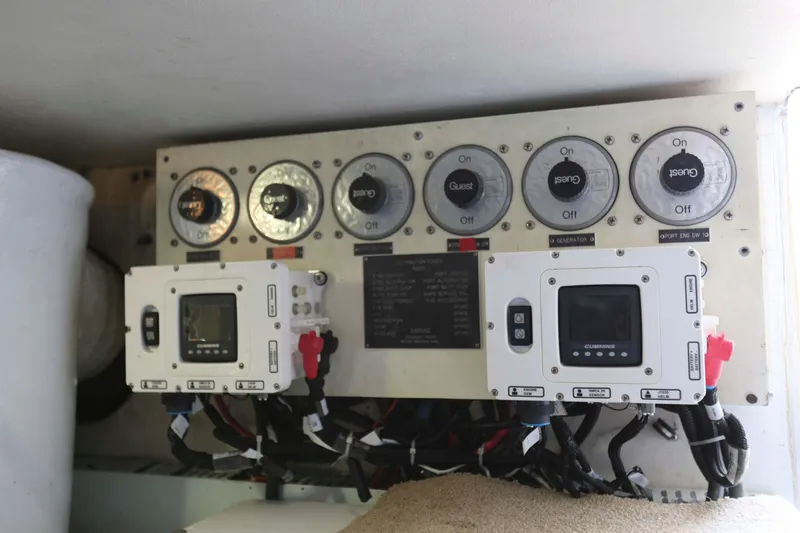 Slide: The Image of Electrical control panel on a 1991 Viking 50 Convertible boat. - 45