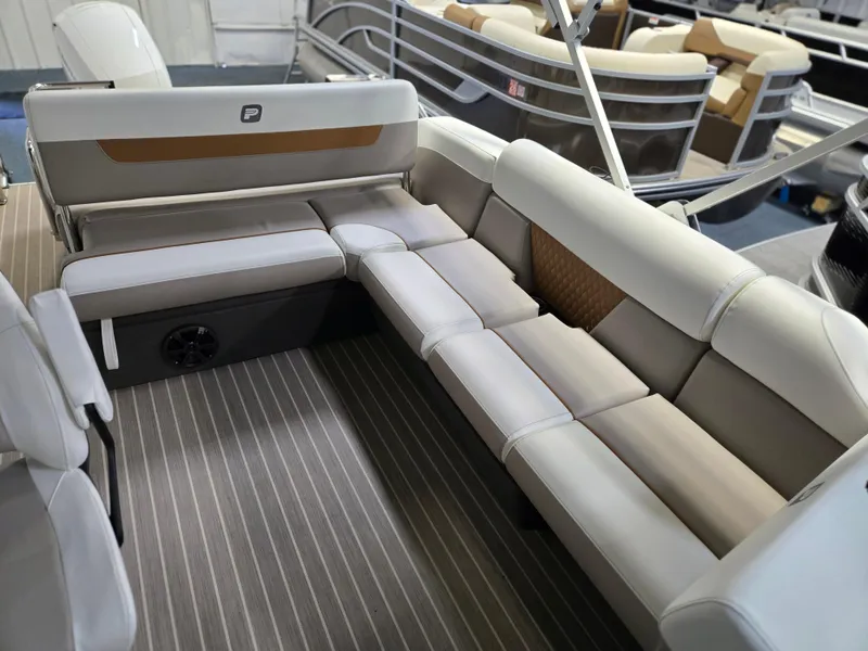 Slide: The Image of 2025 Princecraft Vectra 23 WRL boat interior with luxurious seating and modern design. - 10