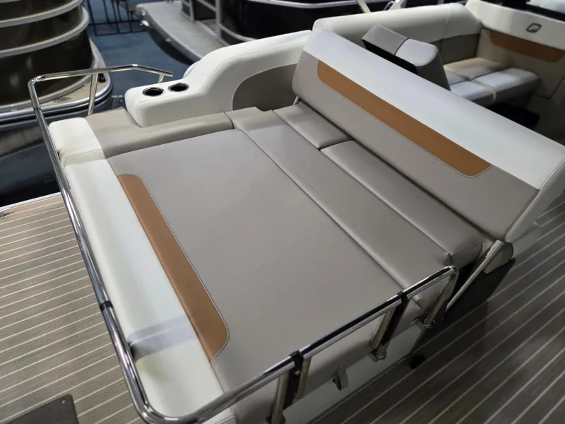 Slide: The Image of 2025 Princecraft Vectra 23 WRL boat interior with sleek seating and modern design. - 22