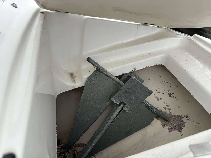 Slide: The Image of Anchor stored in a compartment of a 2015 Monterey 224FS boat. - 15
