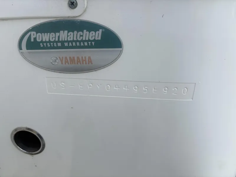 Slide: The Image of Yamaha PowerMatched warranty badge on 2020 World Cat 280 CC-X boat. - 19