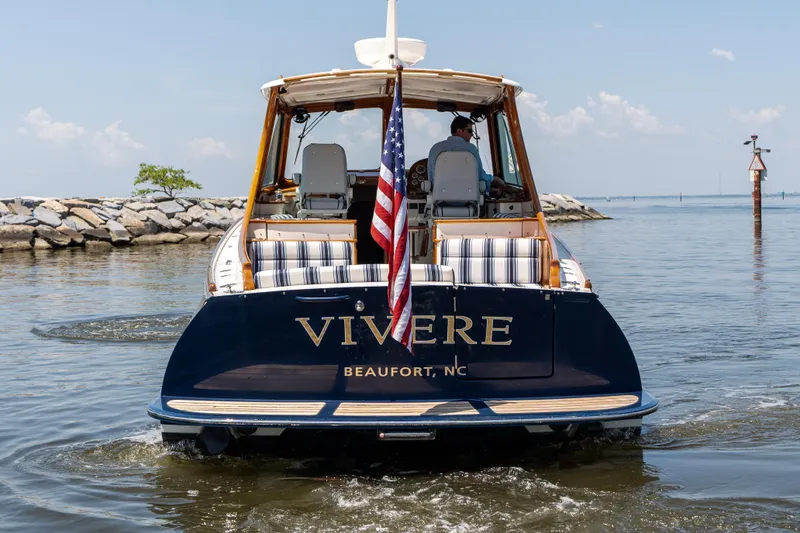 Slide: The Image of Hinckley Picnic Boat 37 MKIII, 2015, named "Vivere," cruising in Beaufort, NC waters. - 6