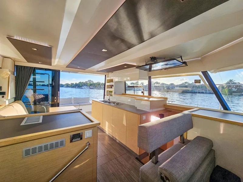 Slide: The Image of Luxurious interior of 2017 Fountaine Pajot MY 37 yacht with scenic water view. - 30