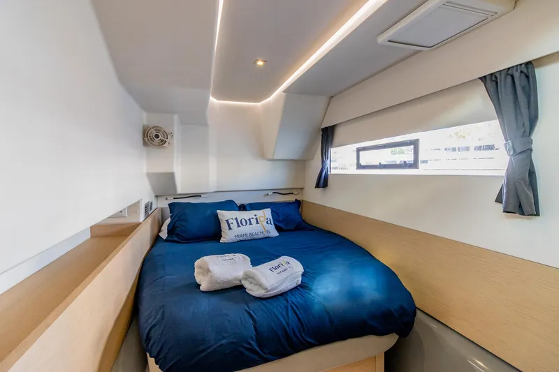 Slide: The Image of Luxurious cabin interior of 2017 Fountaine Pajot MY 37 yacht with cozy bedding. - 43