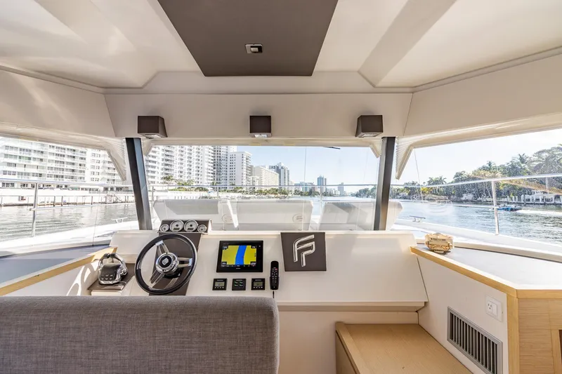 Slide: The Image of Interior helm of 2017 Fountaine Pajot MY 37 yacht with modern navigation equipment. - 22