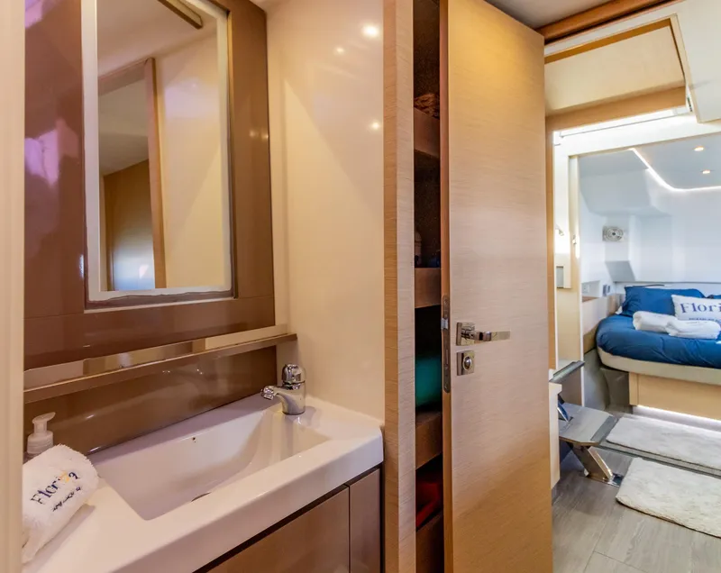 Slide: The Image of Luxurious bathroom and bedroom interior of 2017 Fountaine Pajot MY 37 yacht. - 49