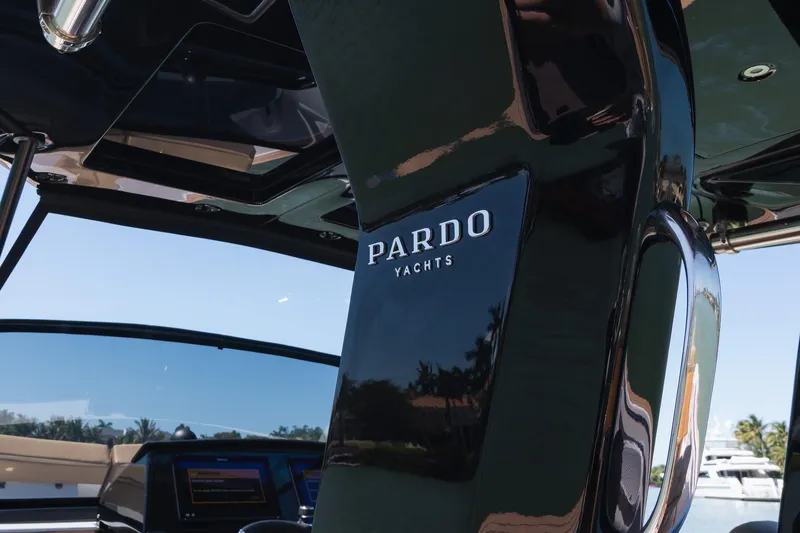 Slide: The Image of 2025 Pardo Yachts 38 helm with sleek design and modern controls. - 23