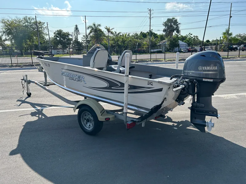 Slide: The Image of 2020 Smoker Craft Angler 16 XL SC boat with Yamaha motor on trailer. - 4