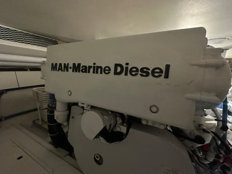 Slide: The Image of MAN-Marine Diesel engine in a 2000 Viking Enclosed Flybridge yacht. - 39