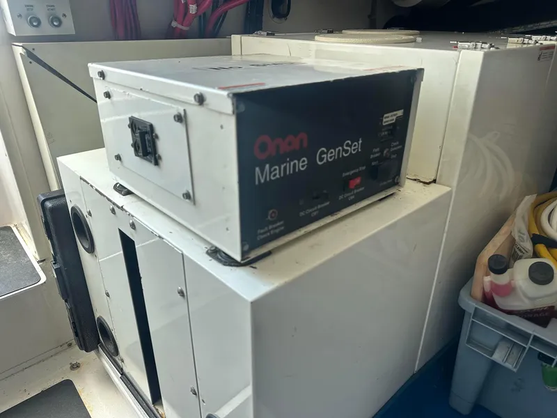 Slide: The Image of Onan Marine GenSet in 2000 Viking Enclosed Flybridge engine room. - 41