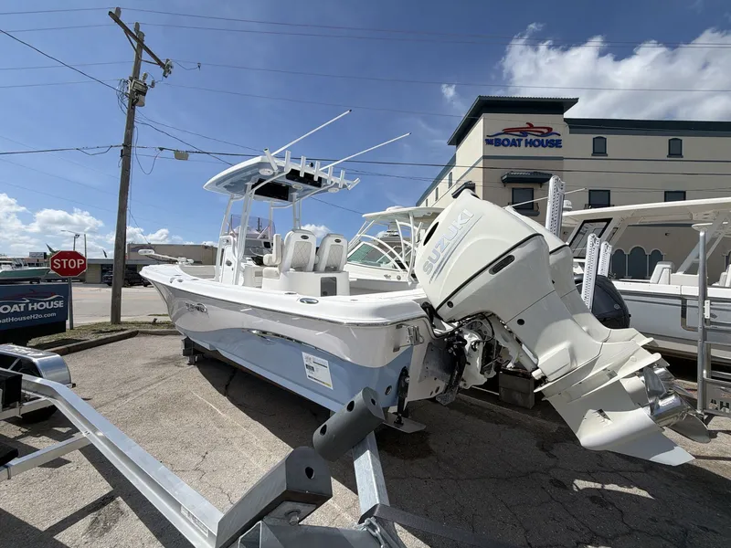 Slide: The Image of 2020 Blue Wave 2800 Makaira boat outside The Boat House. - 23
