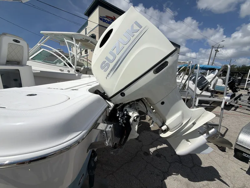 Slide: The Image of 2020 Blue Wave 2800 Makaira with Suzuki outboard motor. - 24