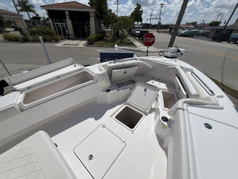 Slide: The Image of Interior view of 2020 Blue Wave 2800 Makaira boat deck. - 27