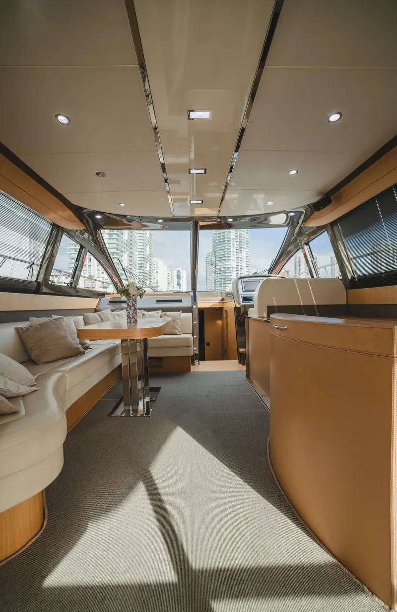 Slide: The Image of Luxurious interior of a 2011 Riva SportRiva 56 yacht with modern furnishings. - 15