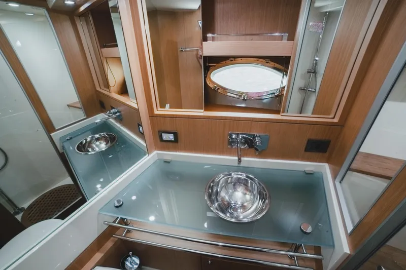 Slide: The Image of Luxurious bathroom interior of 2011 Riva SportRiva 56 yacht with modern fixtures. - 27