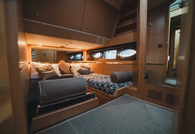 Slide: The Image of Luxurious cabin interior of 2011 Riva SportRiva 56 yacht with elegant bedding. - 28