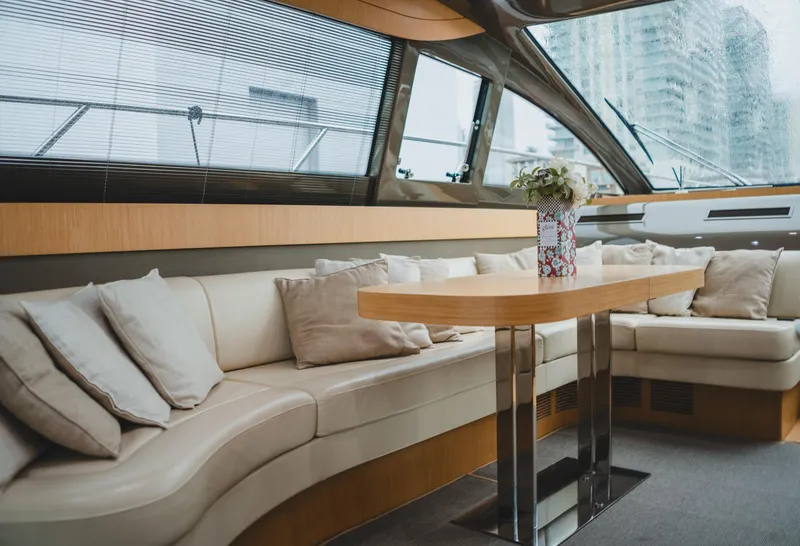 Slide: The Image of Luxurious interior of 2011 Riva SportRiva 56 yacht with elegant seating and table. - 36