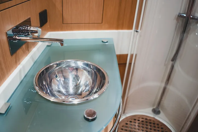 Slide: The Image of Luxurious bathroom interior of 2011 Riva SportRiva 56 yacht with modern sink and shower. - 38