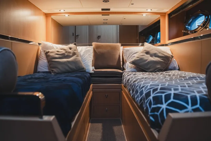 Slide: The Image of Luxurious cabin interior of 2011 Riva SportRiva 56 yacht with twin beds and elegant decor. - 43