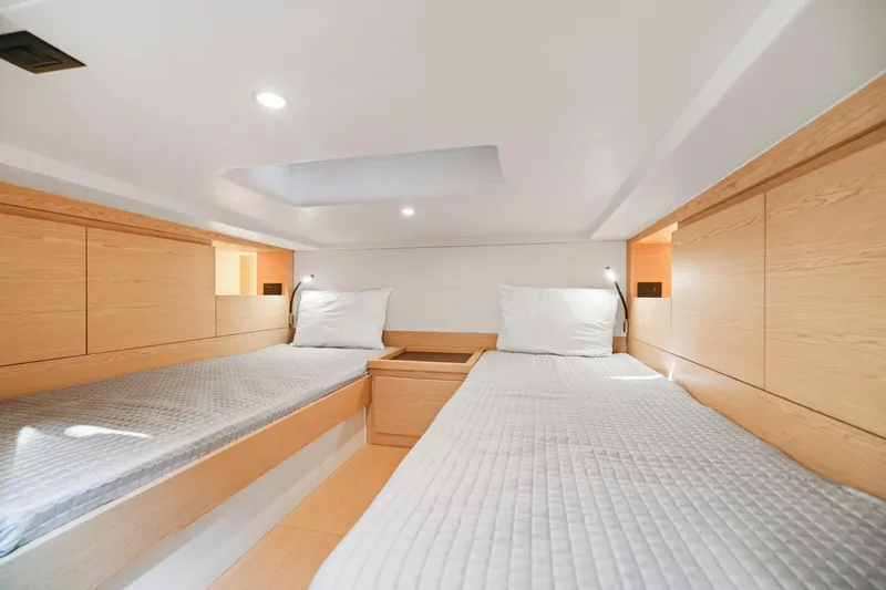 Slide: The Image of Interior cabin of 2023 Solaris Power 40 Open yacht with twin beds and modern design. - 28