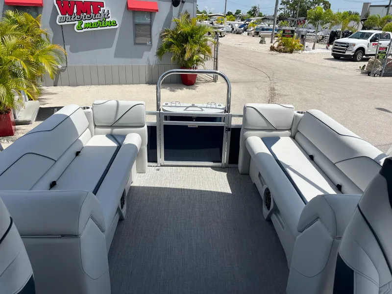 Slide: The Image of 2025 Avalon 2385 Venture 85 Quad Lounger, Tri Toon High Performance interior with plush seating. - 17