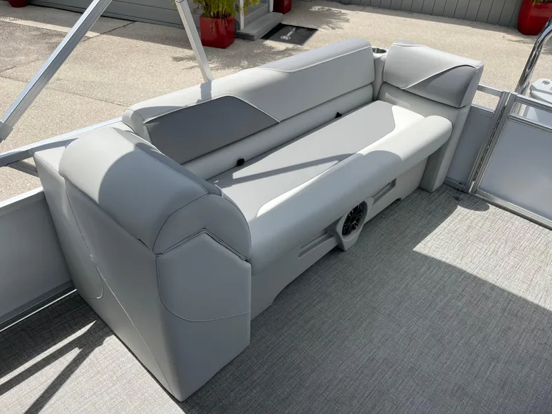 Slide: The Image of Luxurious seating on 2025 Avalon 2385 Venture 85 Quad Lounger, Tri Toon High Performance boat. - 18