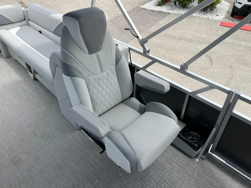 Slide: The Image of Luxurious seating on 2025 Avalon 2385 Venture 85 Quad Lounger, Tri Toon High Performance boat. - 16