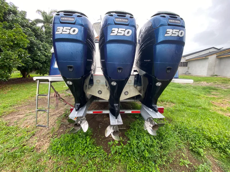 Slide: The Image of Three Mercury Verado 350 engines on a 2008 Intrepid 390 Sport Yacht. - 32