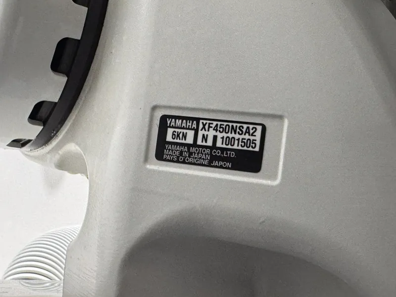 Slide: The Image of Close-up of Yamaha motor label on 2024 Contender 44 ST boat. - 8